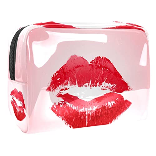 Kosmetiktasche für Frauen,kleine Make-up-Tasche für Geldbörse,Kuss mit rotem Lippenstift,Reisekosmetiktasche,Make-up-Tasche von suojapuku