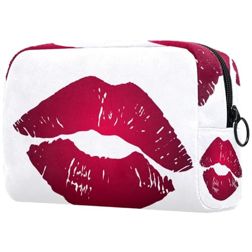 Kosmetiktasche für Frauen,kleine Make-up-Tasche für Geldbörse,Kuss roten Lippenstift,Reisekosmetiktasche,Make-up-Tasche von suojapuku