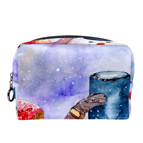 Kosmetiktasche für Frauen,kleine Make-up-Tasche für Geldbörse,Mädchen Weihnachtsschneemann,Reisekosmetiktasche,Make-up-Tasche von suojapuku