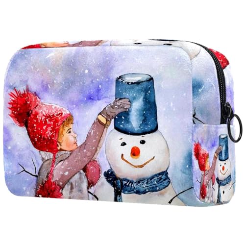 Kosmetiktasche für Frauen,kleine Make-up-Tasche für Geldbörse,Mädchen Weihnachtsschneemann,Reisekosmetiktasche,Make-up-Tasche von suojapuku