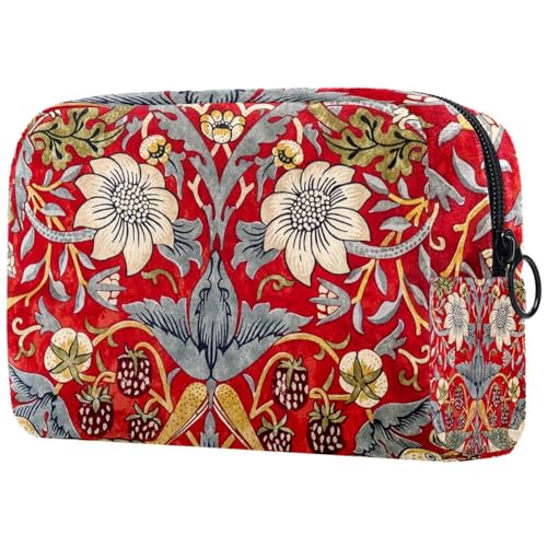 Kosmetiktasche für Frauen,kleine Make-up-Tasche für Geldbörse,Retro bunter Blumenvogel,Reisekosmetiktasche,Make-up-Tasche von suojapuku