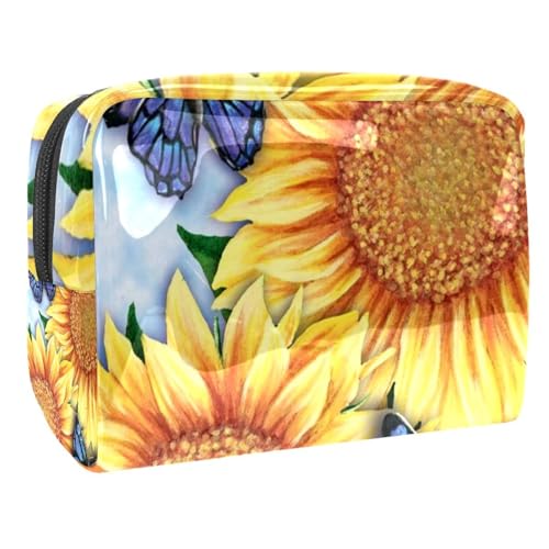 Kosmetiktasche für Frauen,kleine Make-up-Tasche für Geldbörse,Schmetterling und Sonnenblume,Reisekosmetiktasche,Make-up-Tasche von suojapuku