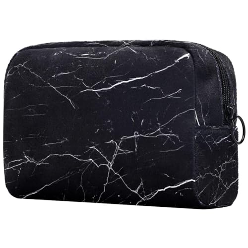 Kosmetiktasche für Frauen,kleine Make-up-Tasche für Geldbörse,Schwarze Marmorstruktur,Reisekosmetiktasche,Make-up-Tasche von suojapuku