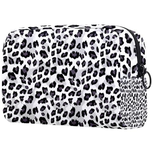 Kosmetiktasche für Frauen,kleine Make-up-Tasche für Geldbörse,schwarz-weißer Grauer Leopard,Reisekosmetiktasche,Make-up-Tasche von suojapuku