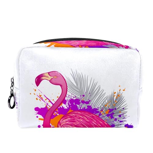 Kosmetiktasche für Frauen,kleine Make-up-Tasche für Geldbörse,tropischer rosa Flamingo,Reisekosmetiktasche,Make-up-Tasche von suojapuku