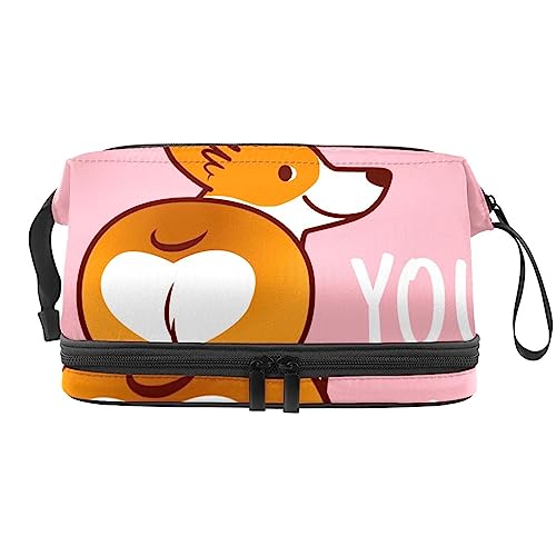 Make-up-Tasche für Damen, Kosmetiktasche,Hundeliebe Corgi,Kosmetik-Organizer-Tasche,tragbare Reise-Make-up-Tasche von suojapuku