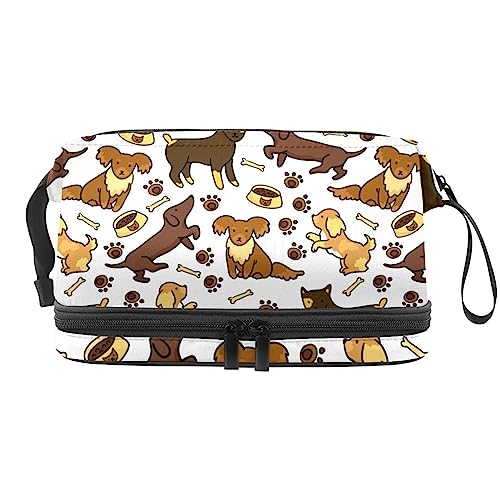 Make-up-Tasche für Damen, Kosmetiktasche,Lustige Doodle-Cartoon-Hunde,Kosmetik-Organizer-Tasche,tragbare Reise-Make-up-Tasche von suojapuku