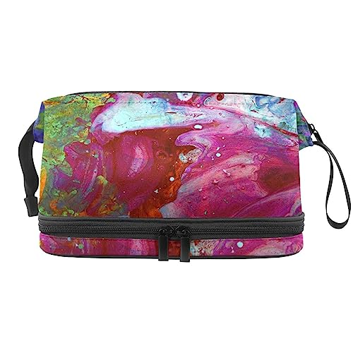 Make-up-Tasche für Damen, Kosmetiktasche,abstrakte Aquarellfarbe gefärbt,Kosmetik-Organizer-Tasche,tragbare Reise-Make-up-Tasche von suojapuku