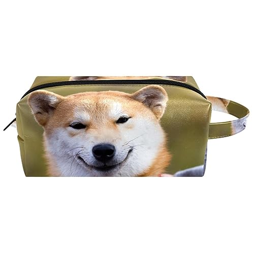 Make-up-Tasche für Frauen,Leder-Kosmetiktasche,Reise-Make-up-Tasche,Shibainu-Hundemuster Drucken von suojapuku