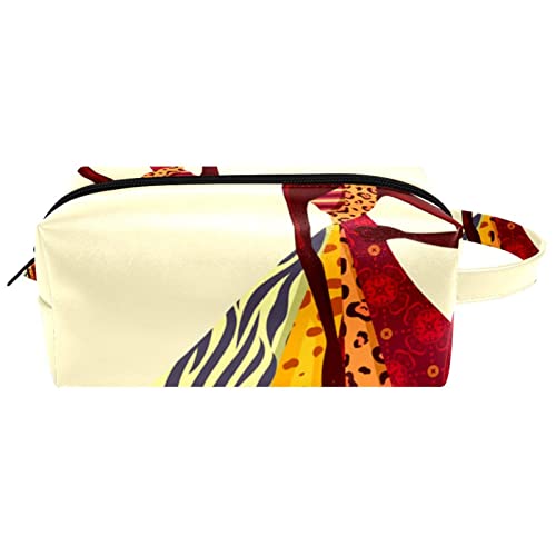 Reise-Kosmetiktasche PU-Leder,Afrikanisches Mädchen im ethnischen Stil,Kosmetiktaschen-Organizer,wasserdichte Make-up-Tasche für Damen von suojapuku