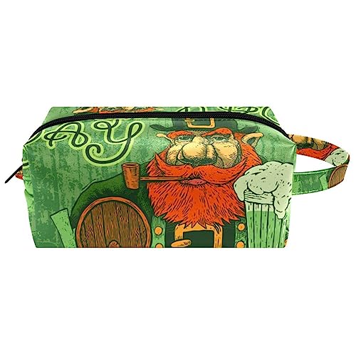 Reise-Kosmetiktasche PU-Leder,Männer Bier Happy St. Patricks Tag,Kosmetiktaschen-Organizer,wasserdichte Make-up-Tasche für Damen von suojapuku