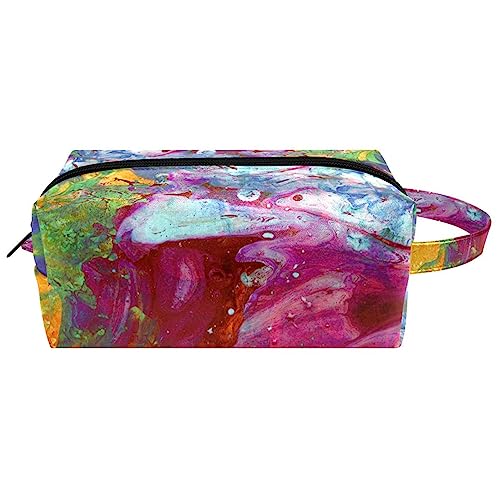 Reise-Kosmetiktasche PU-Leder,abstrakte Aquarellfarbe gefärbt,Kosmetiktaschen-Organizer,wasserdichte Make-up-Tasche für Damen von suojapuku