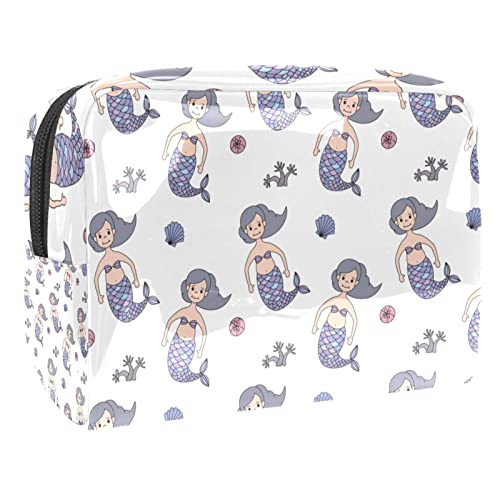 Reise Make-up Tasche,Kulturbeutel,Kosmetiktasche,Cartoon-Mädchen-Meer-Meerjungfrauen,Kosmetiketui,wasserdicht,Make-up-Beutel aus PVC von suojapuku