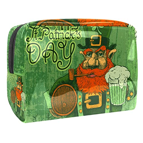 Reise Make-up Tasche,Kulturbeutel,Kosmetiktasche,Männer Bier Happy St. Patricks Tag,Kosmetiketui,wasserdicht,Make-up-Beutel aus PVC von suojapuku