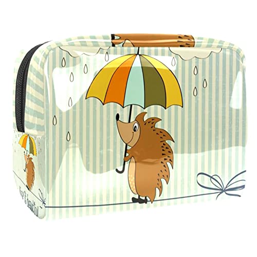 Reise Make-up Tasche,Kulturbeutel,Kosmetiktasche,Regenschirm regnet Cartoon-Tiere,Kosmetiketui,wasserdicht,Make-up-Beutel aus PVC von suojapuku