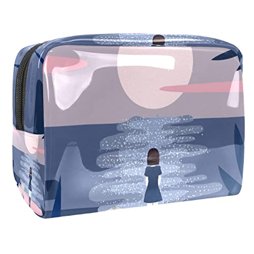 Reise Make-up Tasche,Kulturbeutel,Kosmetiktasche,Tropischer Strand bei Sonnenuntergang für Mädchen und Katzen,Kosmetiketui,wasserdicht,Make-up-Beutel aus PVC von suojapuku