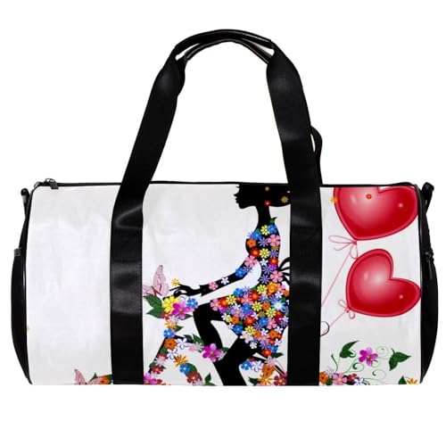 Sporttasche,kleine Reisetasche,Sporttasche für Yoga,Frühlingsblumen und Mädchen und Fahrrad,Outdoor Fitnesstasche,Tragetasche von suojapuku