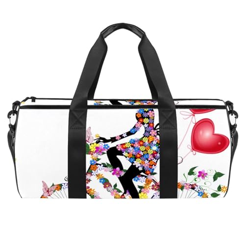 Sporttasche,kleine Reisetasche,Sporttasche für Yoga,Frühlingsblumen und Mädchen und Fahrrad,Outdoor Fitnesstasche,Tragetasche von suojapuku