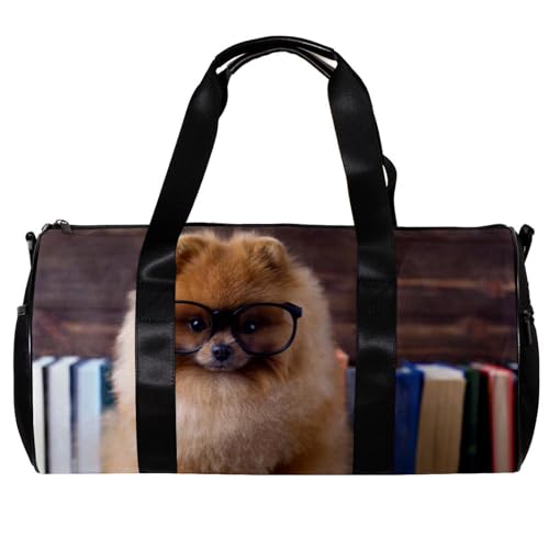 Sporttasche,kleine Reisetasche,Sporttasche für Yoga,Hund mit einem Buch,Outdoor Fitnesstasche,Tragetasche von suojapuku