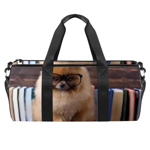 Sporttasche,kleine Reisetasche,Sporttasche für Yoga,Hund mit einem Buch,Outdoor Fitnesstasche,Tragetasche von suojapuku