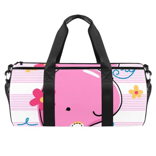 Sporttasche,kleine Reisetasche,Sporttasche für Yoga,Mädchen rosa Cartoon-Wal,Outdoor Fitnesstasche,Tragetasche von suojapuku