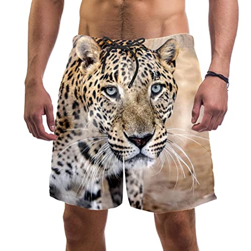 suojapuku Herren Shorts,Herren-Badehose,schnell trocknende Badehose,Leopard,Herren Shorts mit Mesh-Futter von suojapuku