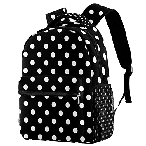 suojapuku Klassischer Rucksack,Reisetasche,Outdoor-Rucksack,Einfache schwarz-weiße Tupfen,Leichter Rucksack für Damen und Herren von suojapuku