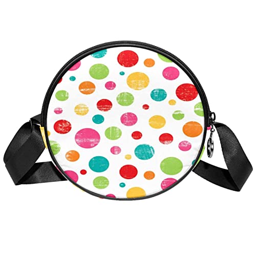 suojapuku Kleine Umhängetasche für Damen,bunte Punkte,Reise-Umhängetaschen mit Reißverschluss,Messenger-Tasche und Geldbörse von suojapuku