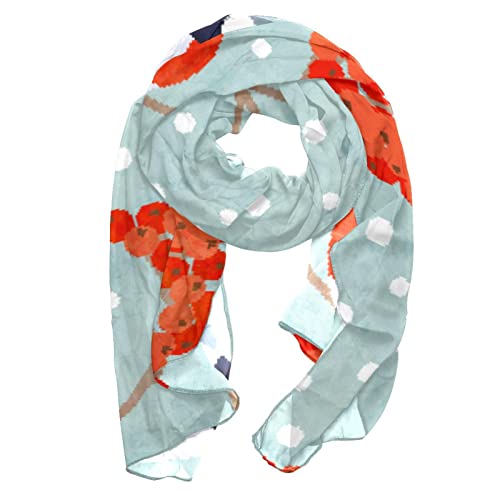suojapuku Schal,Wickelschal,leichter Reiseschal,Dompfaff-Eberesche und Schneeflocken,Weiche Wickelschals aus langem Chiffon für Damen von suojapuku