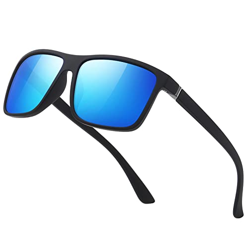 suoso Polarisiert Sonnenbrille Herren Damen Unisex Schwarz Retro Ultraleicht Rahmen UV400 Shutz Sonnenbrillen Polarisierte Klassische Brille für Fahren Geschäftsreise Reise Eisblau（Eisblau） von suoso