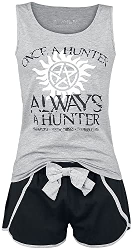 Supernatural Once A Hunter Always A Hunter Frauen Schlafanzug hellgrau meliert/schwarz S von super.natural