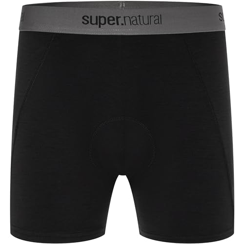 super.natural M Gravier Padded Schwarz - Merino Angenehme gepolsterte Herren Radunterhose, Größe M - Farbe Jet Black von super.natural