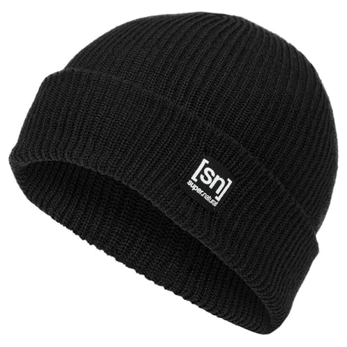 super.natural Merino Basic Beanie Schwarz - Merino Lässige warme Mütze, Größe One Size - Farbe Jet Black von super.natural
