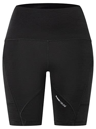 super.natural W Alpine Active Short Schwarz - Merino Windabweisende atmungsaktive Damen Shorts, Größe M - Farbe Jet Blac von super.natural