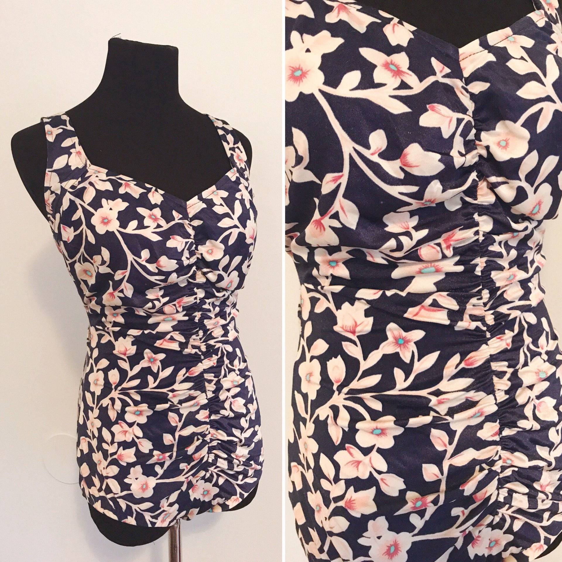 1980S Maxine Of Hollywood Floral Vintage Inspirierter Badeanzug - One Piece 1980Er Jahre Badeanzug von superfunvtg