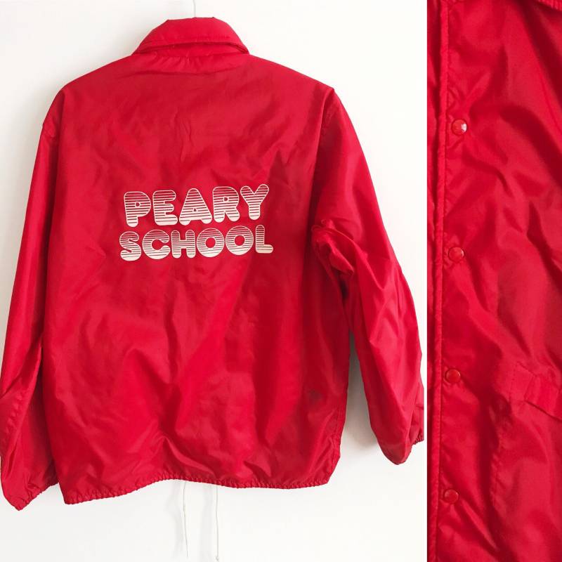 70Er Vintage Rote Bubble Graphic Puffy Jacke - Retro Herrenjacke von superfunvtg