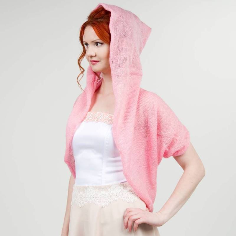 Kapuzenjacke Strickjacke Strickoberteil Rosa Festlicher Pullover von supersoftknits