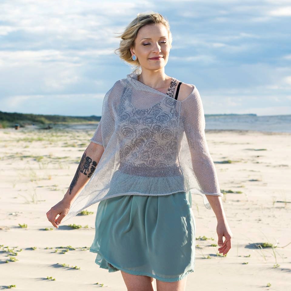 Leinen Poncho Cover Up Strick Sommer Wrap von supersoftknits
