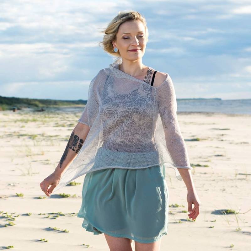 Leinen Poncho Cover Up Strick Sommer Wrap Leinen Poncho Cover Up Strick Sommer Wrap von supersoftknits