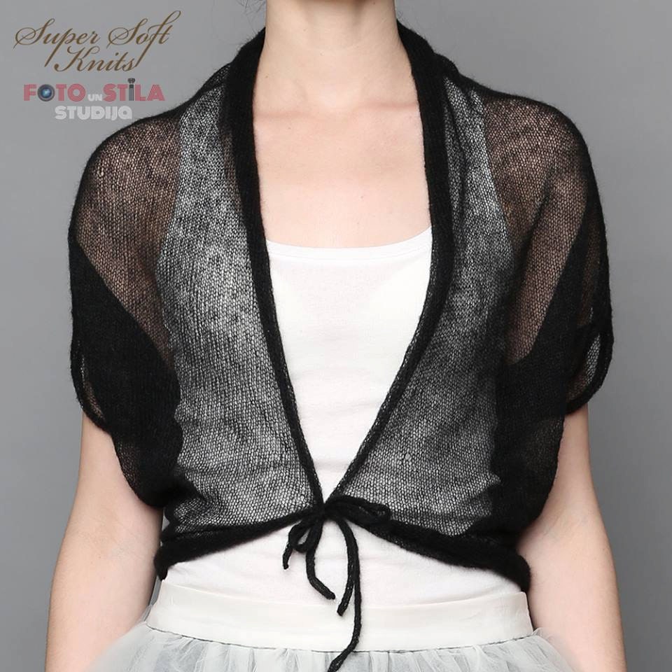 Schwarzer Bolero Aus Mohair, Gestrickt, Jacke, Frauenweste, Umhang von supersoftknits