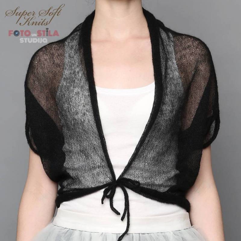 Schwarzer Bolero Aus Mohair, Gestrickt, Jacke, Frauenweste, Umhang Schwarzer Bolero Aus Mohair, Gestrickt, Jacke, Frauenweste, Umhang von supersoftknits