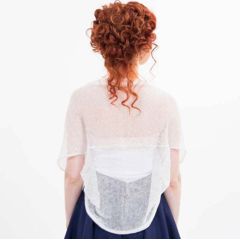 Weiß Strick Leinen Bolero Hochzeit Shrug Cover-Up von supersoftknits