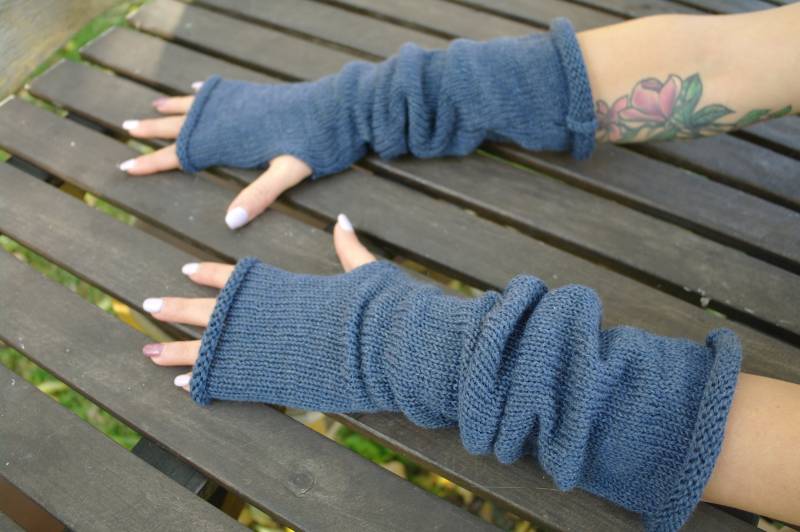 Wollfäustlinge Weiche Fingerlose Handschuhe Armstulpen Merinowolle Pulswärmer Lange Frauen Fäustlinge Boho Strickfäustlinge von supersoftknits