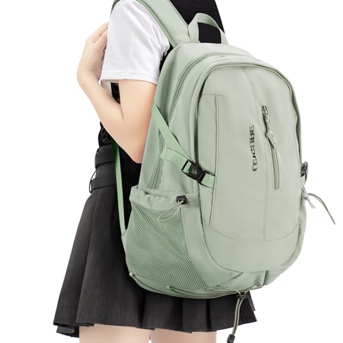 suradar Schulrucksack Mädchen, Lässig Rucksack Damen Klein Modern Elegant Travelite Leichter Laptop Daypack Rucksack 14 Zoll Jungen Teenager Wasserdicht, Aesthetic School Stuff Bag -Grün von suradar