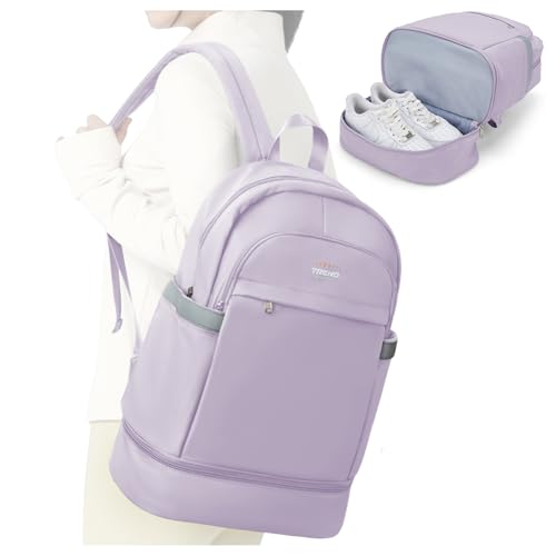 suradar Sportrucksack Damen, Umhängetasche für das Fitnessstudio Reiserucksack Frauen Gym Bag 3 in 1 Design mit Schuhfach Gym Tasche Wasserdicht und Leicht Violett von suradar