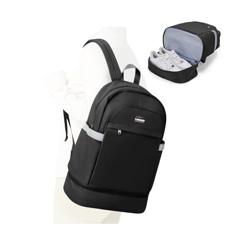 suradar Sportrucksack Damen Herren, Rucksack mit Schuhfach Rucksack Sport Damen Sportrucksack mit Schuhfach Kinder Schwimmrucksack Sporttasche Rucksackfunktion Reiserucksack Damen Schwarz Klein von suradar