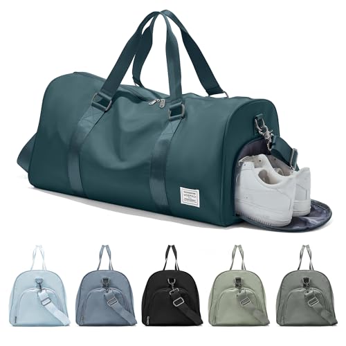 suradar Sporttasche & Reisetasche für Damen und Herren - mit Schuhfach & Nassfach - Tasche für Sport, Fitness & Reisen - Trainingstasche, Gym Bag Pfauenblau von suradar