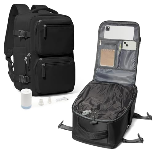 suradar Vakuum Rucksack Handgepäck Vacpack, Ryanair Handgepäck 40x20x25 Vakuum Backpack Travel Airbag Rucksack mit Vakuumsystem, Vacuum Backpack mit Luftpumpe für Flugzeug Herren Damen Schwarz von suradar