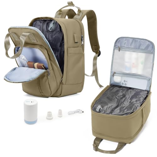 suradar Vakuum Rucksack, Ryanair Handgepäck 40x20x25 Damen Ryanair Reiserucksack Flugzeuge Vacpack Airbag Rucksack mit Vakuumsystem für Reisen, Vacuum Backpack mit Luftpumpe Herren Damen Grau Braun von suradar