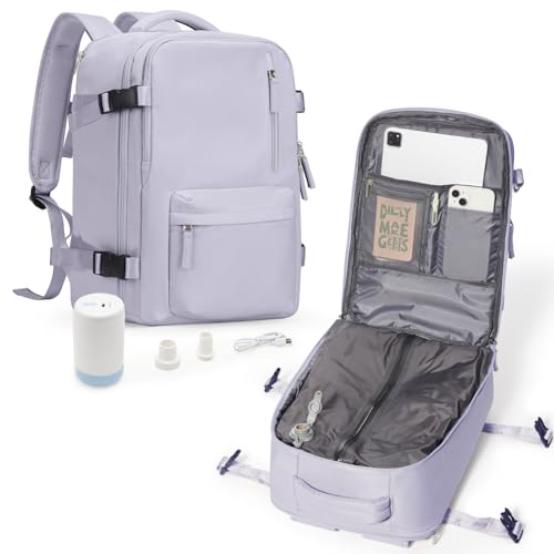 suradar Vakuum Rucksack Handgepäck, Ryanair Handgepäck 40x20x25 Damen Ryanair Reiserucksack Flugzeuge Vacpack Rucksack mit Vakuumsystem für Reisen, Vacuum Backpack mit Luftpumpe Lila von suradar
